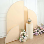 Set of 4 Matte Beige Spandex Half Moon Chiara Backdrop Stand Covers, Custom Fitted Wedding Arch Covers - 2.5ft,5ft,6ft,7ft - Bell Racket Store