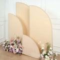 Set of 4 Matte Beige Spandex Half Moon Chiara Backdrop Stand Covers, Custom Fitted Wedding Arch Covers - 2.5ft,5ft,6ft,7ft - Bell Racket Store