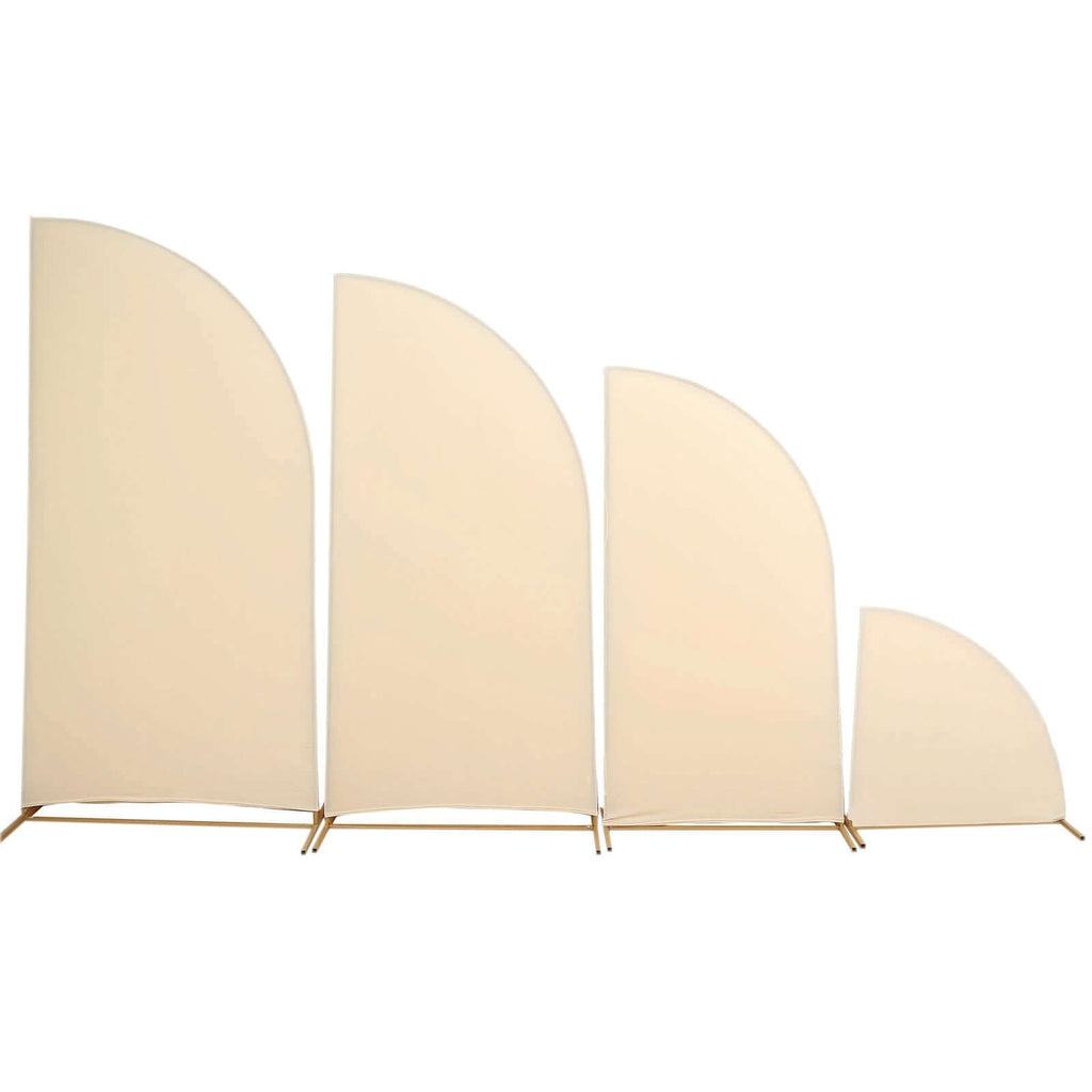 Set of 4 Matte Beige Spandex Half Moon Chiara Backdrop Stand Covers, Custom Fitted Wedding Arch Covers - 2.5ft,5ft,6ft,7ft - Bell Racket Store