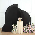 Set of 4 Matte Black Spandex Half Moon Chiara Backdrop Stand Covers, Custom Fitted Wedding Arch Covers - 2.5ft,5ft,6ft,7ft - Bell Racket Store