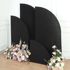 Set of 4 Matte Black Spandex Half Moon Chiara Backdrop Stand Covers, Custom Fitted Wedding Arch Covers - 2.5ft,5ft,6ft,7ft - Bell Racket Store
