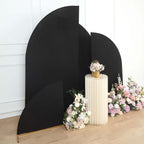 Set of 4 Matte Black Spandex Half Moon Chiara Backdrop Stand Covers, Custom Fitted Wedding Arch Covers - 2.5ft,5ft,6ft,7ft - Bell Racket Store
