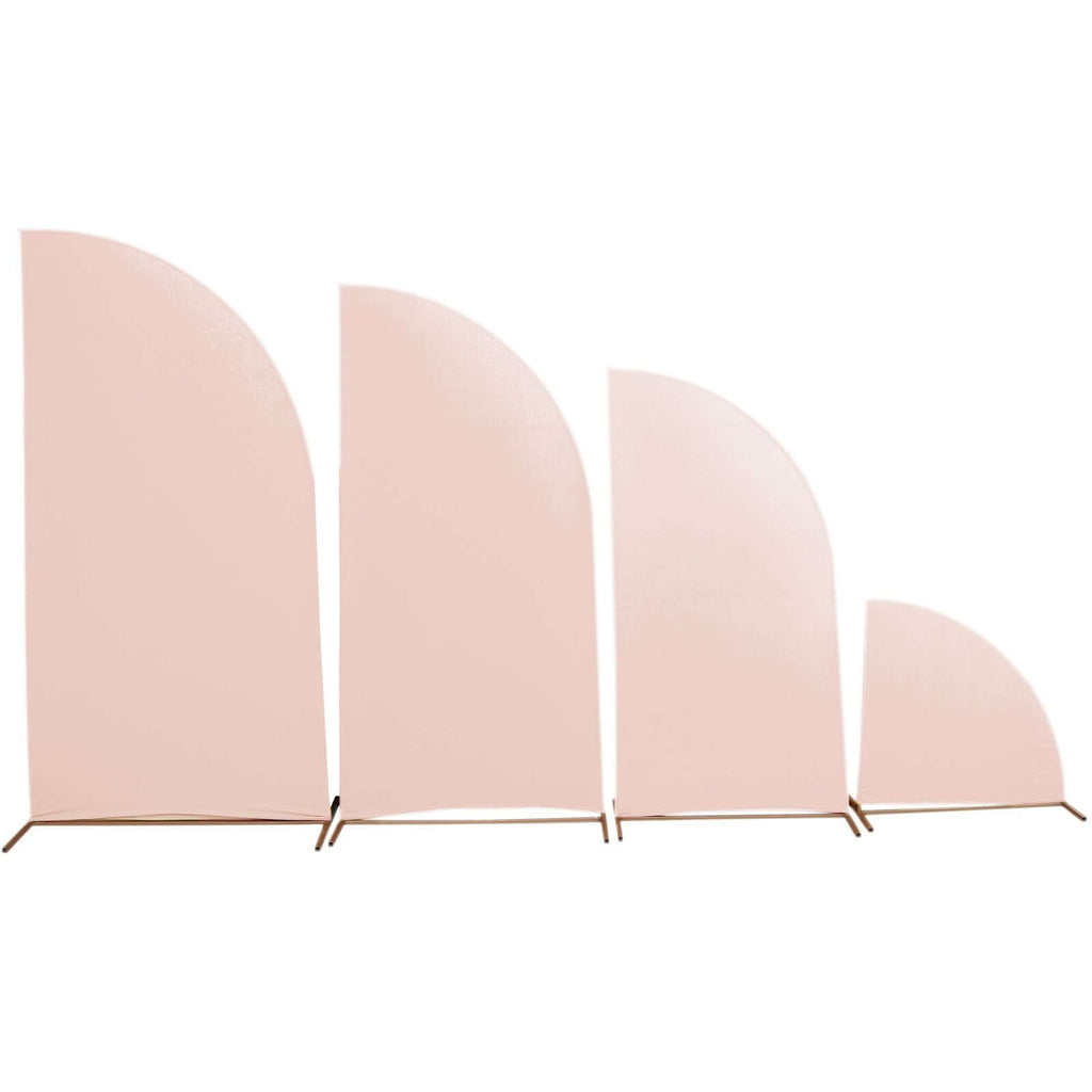 Set of 4 Matte Blush Spandex Half Moon Chiara Backdrop Stand Covers, Custom Fitted Wedding Arch Covers - 2.5ft,5ft,6ft,7ft - Bell Racket Store