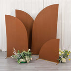Set of 4 Matte Cinnamon Brown Spandex Half Moon Chiara Backdrop Stand Covers, Custom Fitted Wedding Arch Covers - 2.5ft,5ft,6ft,7ft - Bell Racket Store