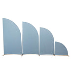 Set of 4 Matte Dusty Blue Spandex Half Moon Chiara Backdrop Stand Covers, Custom Fitted Wedding Arch Covers - 2.5ft,5ft,6ft,7ft - Bell Racket Store