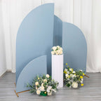 Set of 4 Matte Dusty Blue Spandex Half Moon Chiara Backdrop Stand Covers, Custom Fitted Wedding Arch Covers - 2.5ft,5ft,6ft,7ft - Bell Racket Store