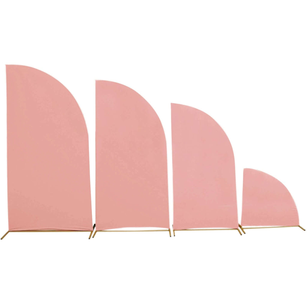 Set of 4 Matte Dusty Rose Spandex Half Moon Chiara Backdrop Stand Covers, Custom Fitted Wedding Arch Covers - 2.5ft,5ft,6ft,7ft - Bell Racket Store