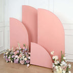 Set of 4 Matte Dusty Rose Spandex Half Moon Chiara Backdrop Stand Covers, Custom Fitted Wedding Arch Covers - 2.5ft,5ft,6ft,7ft - Bell Racket Store