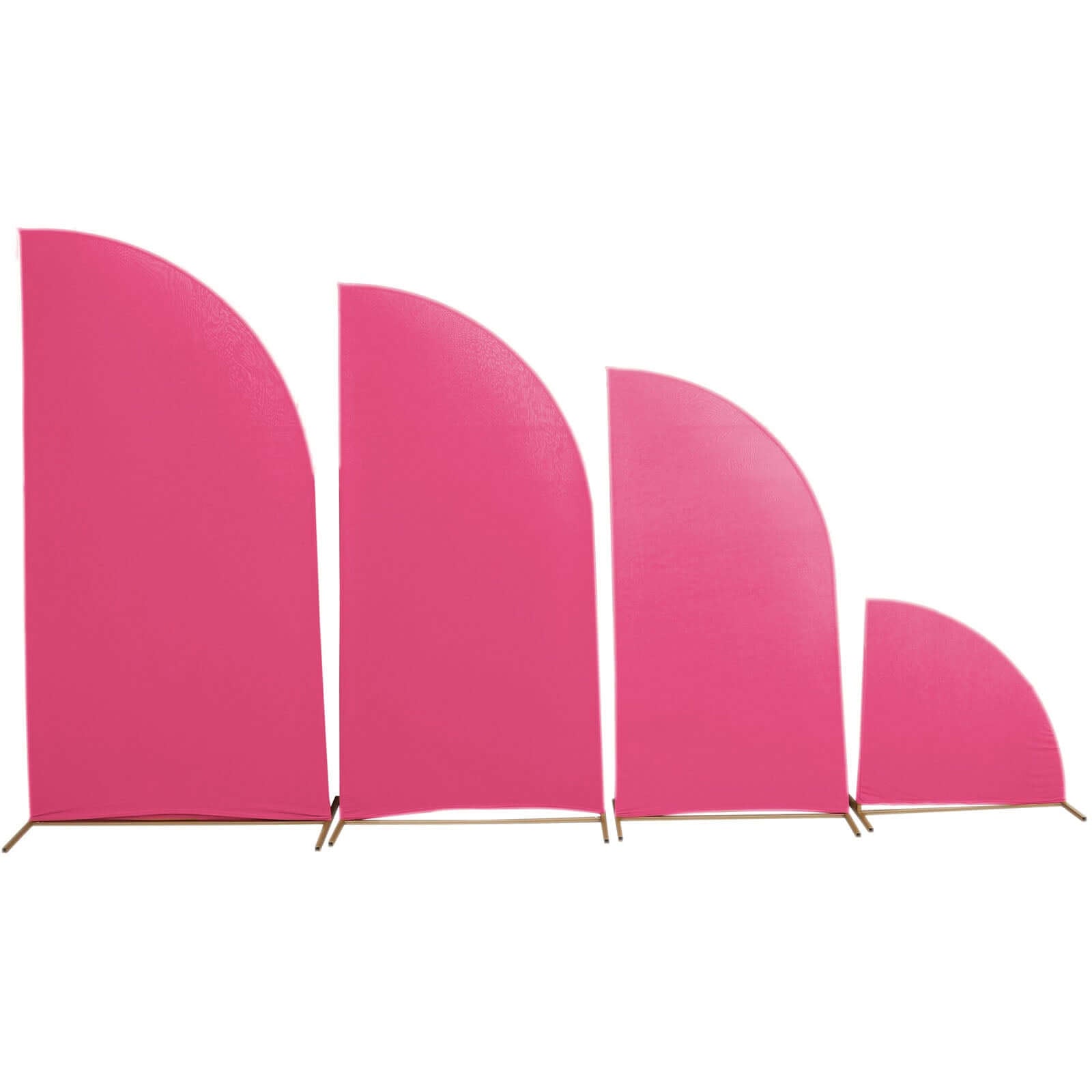 Set of 4 Matte Fuchsia Spandex Half Moon Chiara Backdrop Stand Covers, Custom Fitted Wedding Arch Covers - 2.5ft,5ft,6ft,7ft - Bell Racket Store