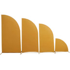 Set of 4 Matte Gold Spandex Half Moon Chiara Backdrop Stand Covers, Custom Fitted Wedding Arch Covers - 2.5ft,5ft,6ft,7ft - Bell Racket Store