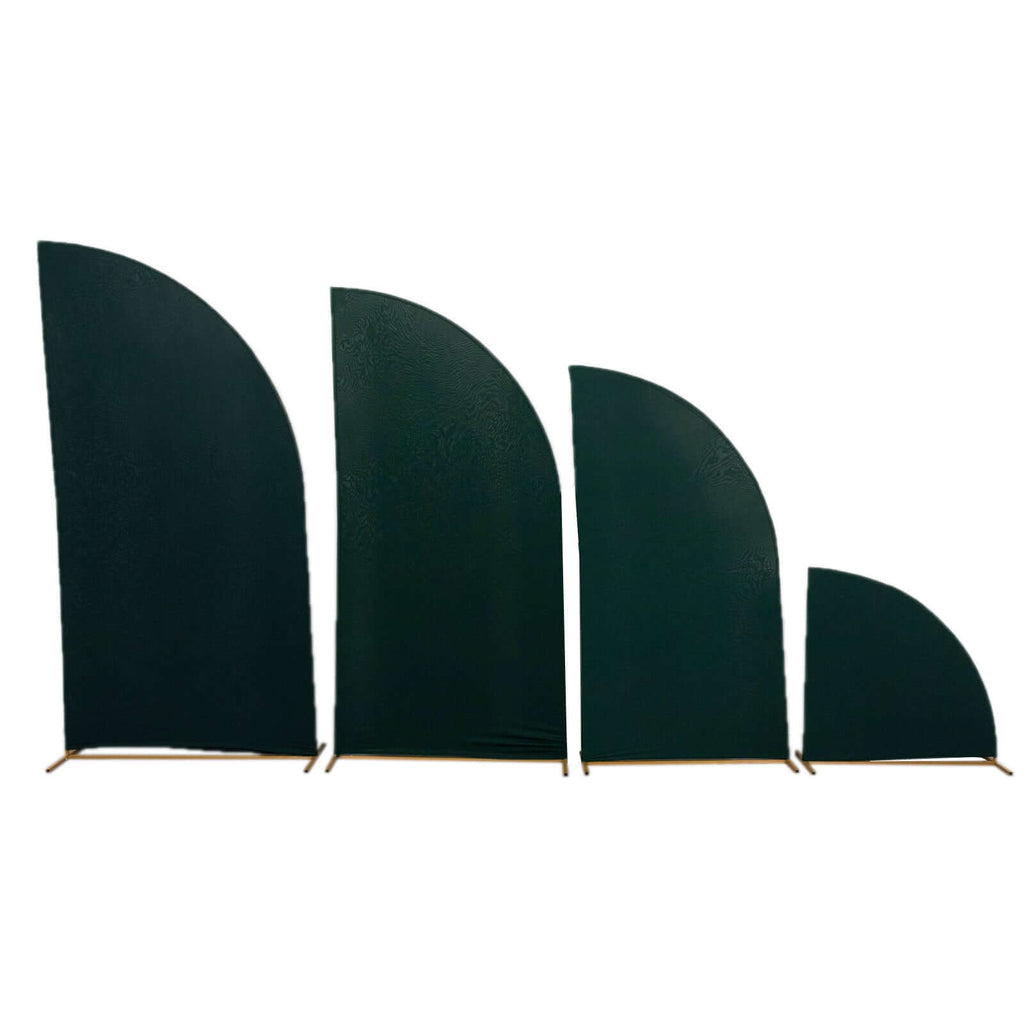 Set of 4 Matte Hunter Emerald Green Spandex Half Moon Chiara Backdrop Stand Covers, Custom Fitted Wedding Arch Covers - 2.5ft,5ft,6ft,7ft - Bell Racket Store
