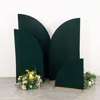 Set of 4 Matte Hunter Emerald Green Spandex Half Moon Chiara Backdrop Stand Covers, Custom Fitted Wedding Arch Covers - 2.5ft,5ft,6ft,7ft - Bell Racket Store