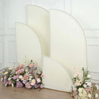 Set of 4 Matte Ivory Spandex Half Moon Chiara Backdrop Stand Covers, Custom Fitted Wedding Arch Covers - 2.5ft,5ft,6ft,7ft - Bell Racket Store