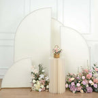 Set of 4 Matte Ivory Spandex Half Moon Chiara Backdrop Stand Covers, Custom Fitted Wedding Arch Covers - 2.5ft,5ft,6ft,7ft - Bell Racket Store
