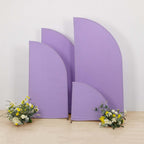 Set of 4 Matte Lavender Lilac Spandex Half Moon Chiara Backdrop Stand Covers, Custom Fitted Wedding Arch Covers - 2.5ft,5ft,6ft,7ft - Bell Racket Store