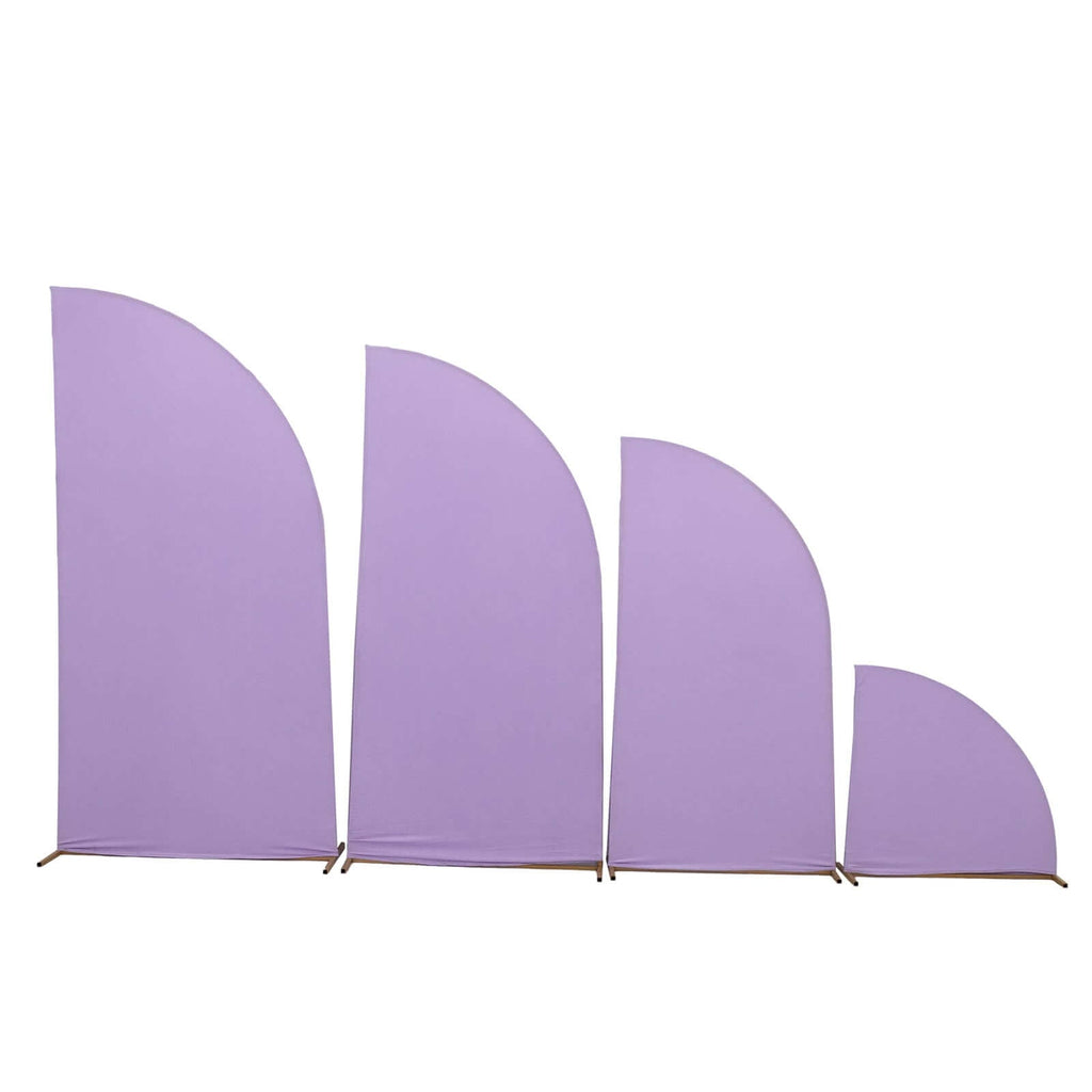 Set of 4 Matte Lavender Lilac Spandex Half Moon Chiara Backdrop Stand Covers, Custom Fitted Wedding Arch Covers - 2.5ft,5ft,6ft,7ft - Bell Racket Store