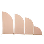Set of 4 Matte Nude Spandex Half Moon Chiara Backdrop Stand Covers, Custom Fitted Wedding Arch Covers - 2.5ft,5ft,6ft,7ft - Bell Racket Store