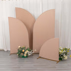 Set of 4 Matte Nude Spandex Half Moon Chiara Backdrop Stand Covers, Custom Fitted Wedding Arch Covers - 2.5ft,5ft,6ft,7ft - Bell Racket Store