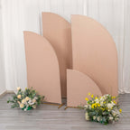 Set of 4 Matte Nude Spandex Half Moon Chiara Backdrop Stand Covers, Custom Fitted Wedding Arch Covers - 2.5ft,5ft,6ft,7ft - Bell Racket Store