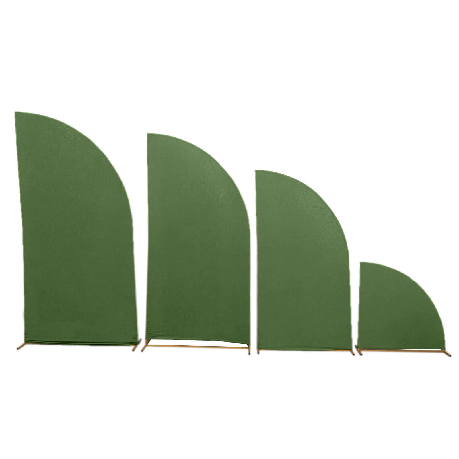 Set of 4 Matte Olive Green Spandex Half Moon Chiara Backdrop Stand Covers, Custom Fitted Wedding Arch Covers - 2.5ft,5ft,6ft,7ft - Bell Racket Store