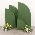 Set of 4 Matte Olive Green Spandex Half Moon Chiara Backdrop Stand Covers, Custom Fitted Wedding Arch Covers - 2.5ft,5ft,6ft,7ft - Bell Racket Store