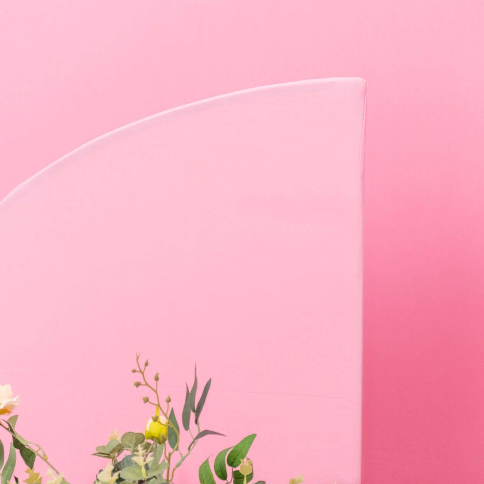 Set of 4 Matte Pink Spandex Half Moon Chiara Backdrop Stand Covers, Custom Fitted Wedding Arch Covers - 2.5ft,5ft,6ft,7ft - Bell Racket Store
