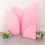 Set of 4 Matte Pink Spandex Half Moon Chiara Backdrop Stand Covers, Custom Fitted Wedding Arch Covers - 2.5ft,5ft,6ft,7ft - Bell Racket Store