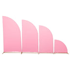 Set of 4 Matte Pink Spandex Half Moon Chiara Backdrop Stand Covers, Custom Fitted Wedding Arch Covers - 2.5ft,5ft,6ft,7ft - Bell Racket Store