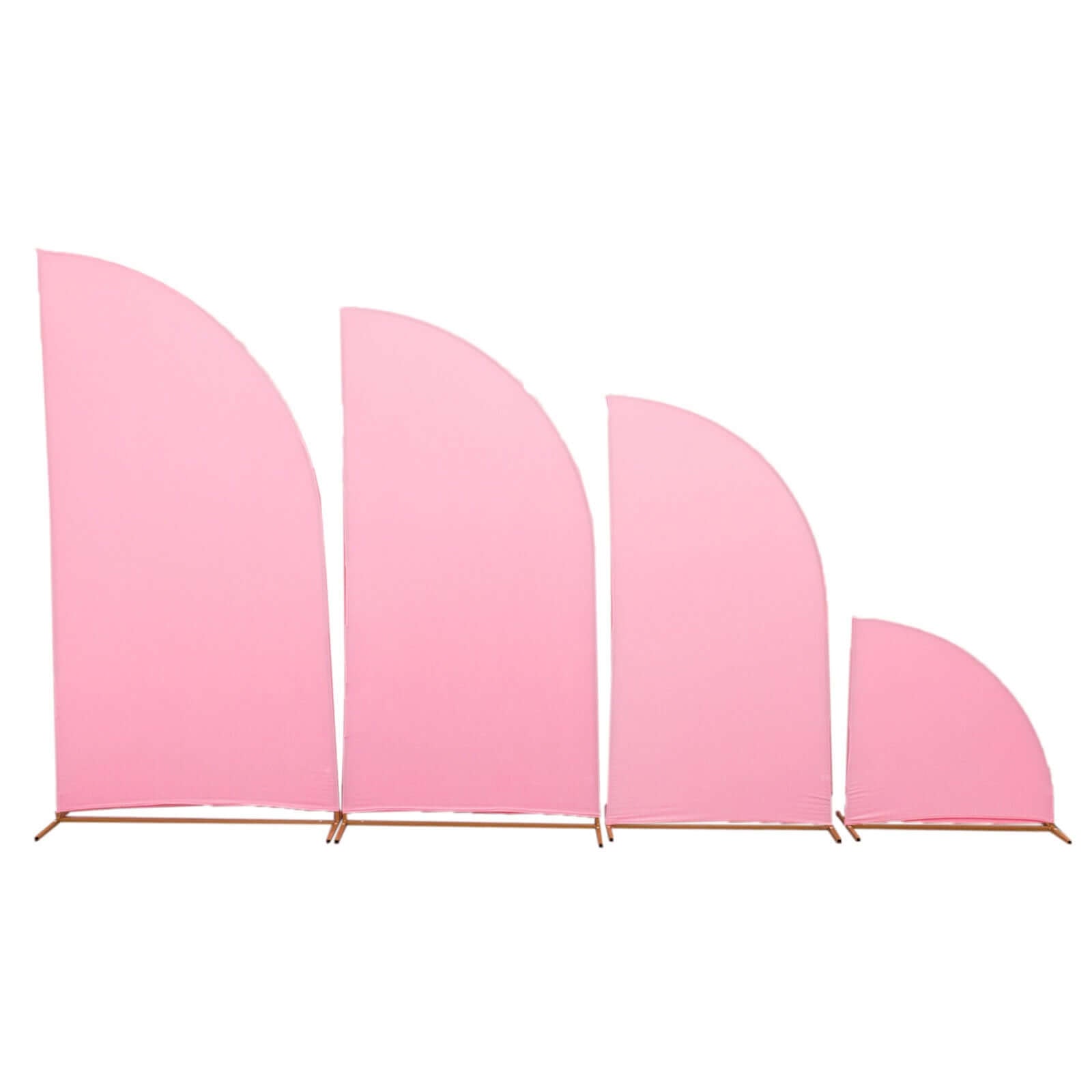 Set of 4 Matte Pink Spandex Half Moon Chiara Backdrop Stand Covers, Custom Fitted Wedding Arch Covers - 2.5ft,5ft,6ft,7ft - Bell Racket Store