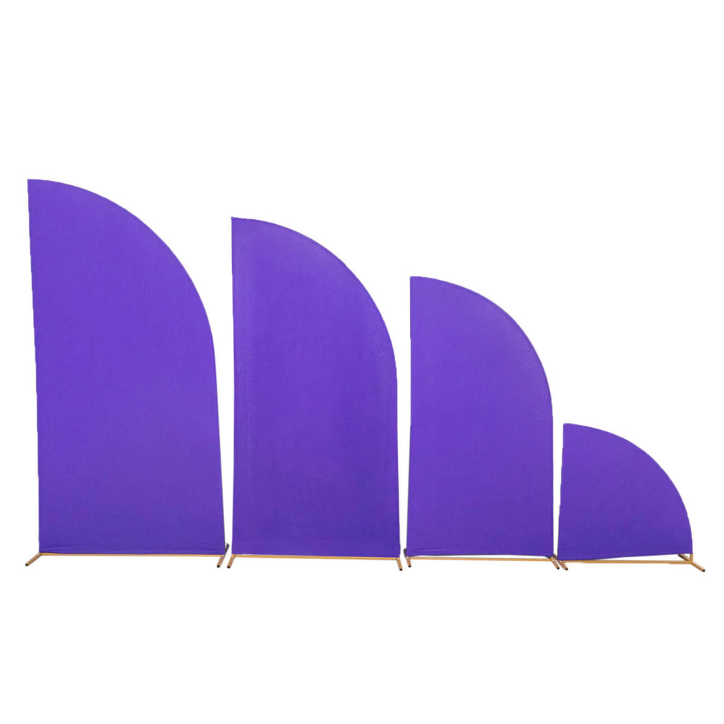 Set of 4 Matte Purple Spandex Half Moon Chiara Backdrop Stand Covers, Custom Fitted Wedding Arch Covers - 2.5ft,5ft,6ft,7ft - Bell Racket Store