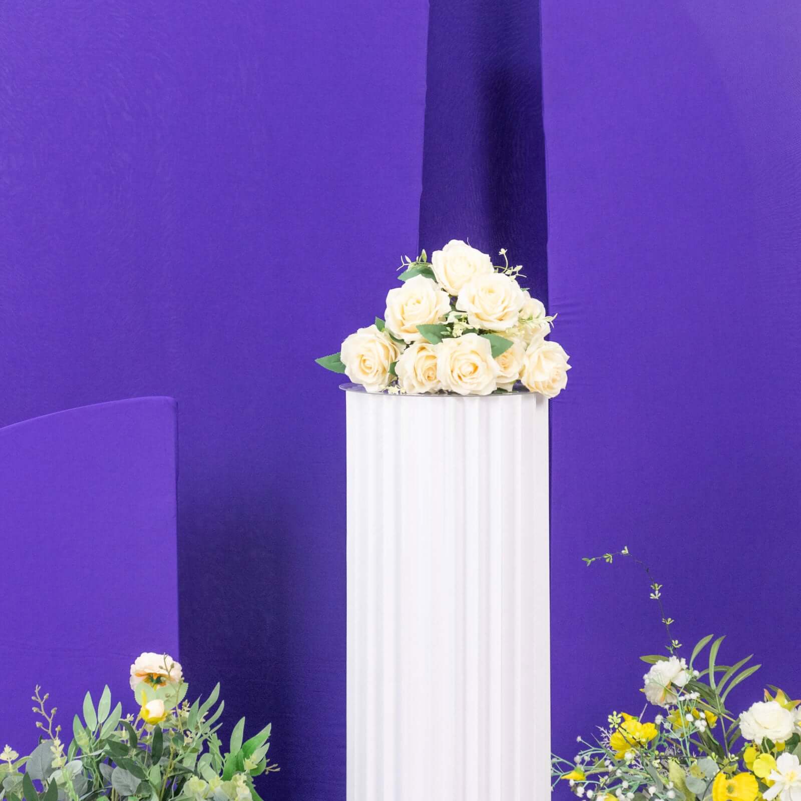 Set of 4 Matte Purple Spandex Half Moon Chiara Backdrop Stand Covers, Custom Fitted Wedding Arch Covers - 2.5ft,5ft,6ft,7ft - Bell Racket Store