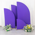 Set of 4 Matte Purple Spandex Half Moon Chiara Backdrop Stand Covers, Custom Fitted Wedding Arch Covers - 2.5ft,5ft,6ft,7ft - Bell Racket Store
