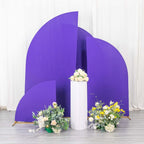 Set of 4 Matte Purple Spandex Half Moon Chiara Backdrop Stand Covers, Custom Fitted Wedding Arch Covers - 2.5ft,5ft,6ft,7ft - Bell Racket Store