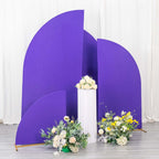 Set of 4 Matte Purple Spandex Half Moon Chiara Backdrop Stand Covers, Custom Fitted Wedding Arch Covers - 2.5ft,5ft,6ft,7ft - Bell Racket Store