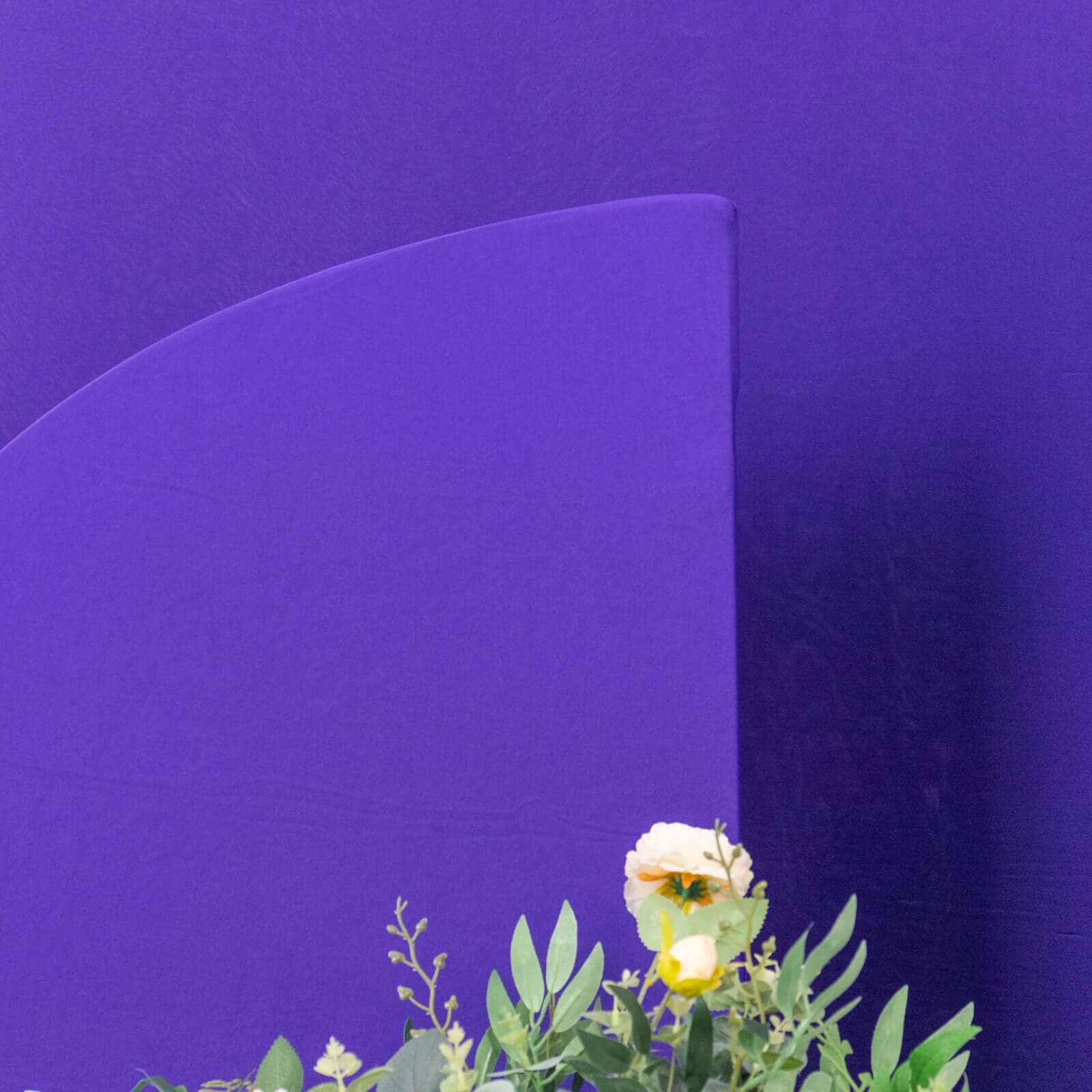 Set of 4 Matte Purple Spandex Half Moon Chiara Backdrop Stand Covers, Custom Fitted Wedding Arch Covers - 2.5ft,5ft,6ft,7ft - Bell Racket Store