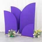 Set of 4 Matte Purple Spandex Half Moon Chiara Backdrop Stand Covers, Custom Fitted Wedding Arch Covers - 2.5ft,5ft,6ft,7ft - Bell Racket Store