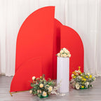 Set of 4 Matte Red Spandex Half Moon Chiara Backdrop Stand Covers, Custom Fitted Wedding Arch Covers - 2.5ft,5ft,6ft,7ft - Bell Racket Store