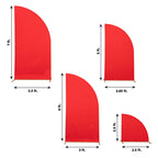 Set of 4 Matte Red Spandex Half Moon Chiara Backdrop Stand Covers, Custom Fitted Wedding Arch Covers - 2.5ft,5ft,6ft,7ft - Bell Racket Store