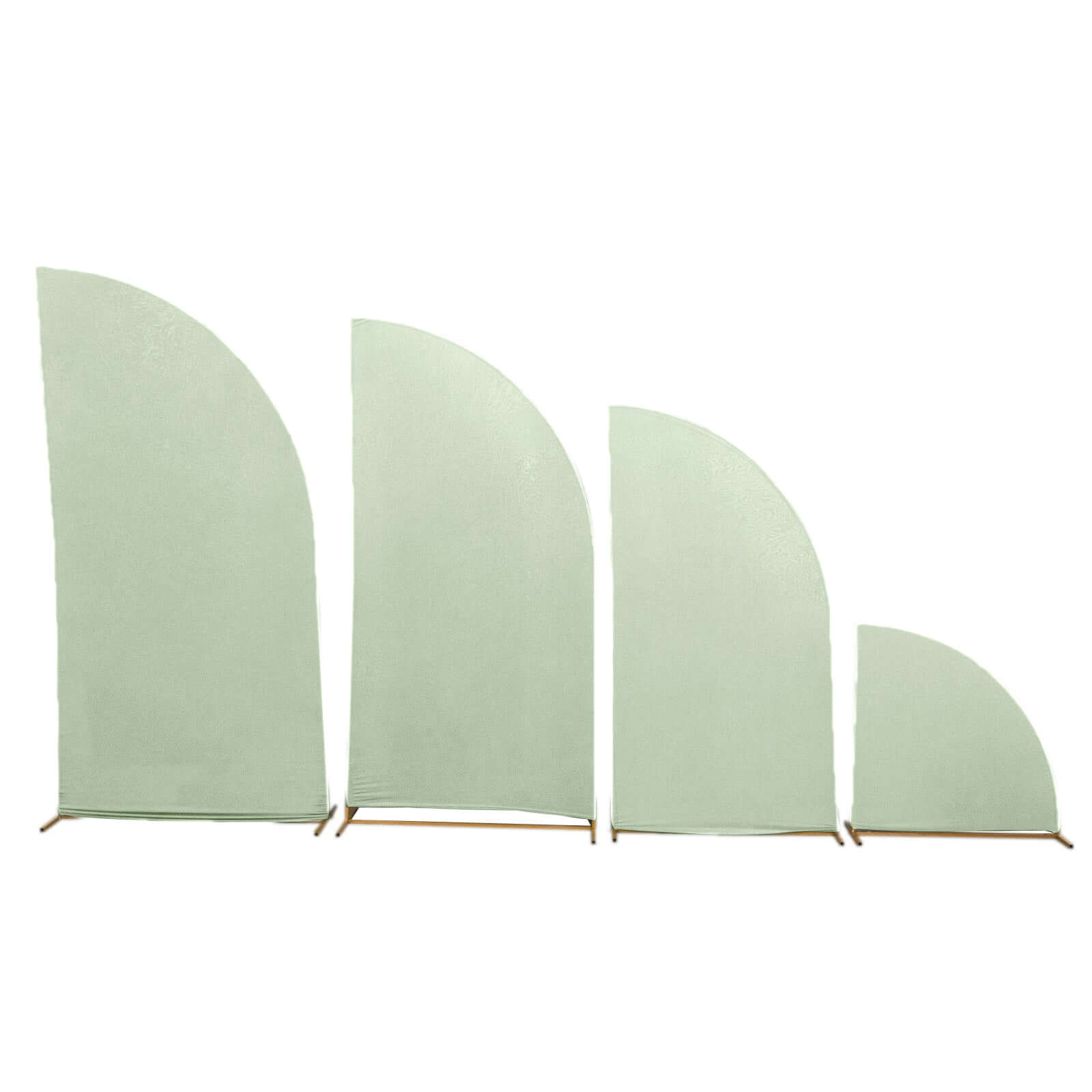 Set of 4 Matte Sage Green Spandex Half Moon Chiara Backdrop Stand Covers, Custom Fitted Wedding Arch Covers - 2.5ft,5ft,6ft,7ft - Bell Racket Store