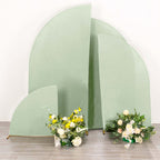 Set of 4 Matte Sage Green Spandex Half Moon Chiara Backdrop Stand Covers, Custom Fitted Wedding Arch Covers - 2.5ft,5ft,6ft,7ft - Bell Racket Store