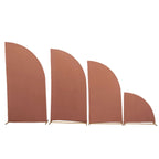 Set of 4 Matte Terracotta (Rust) Spandex Half Moon Chiara Backdrop Stand Covers, Custom Fitted Wedding Arch Covers - 2.5ft,5ft,6ft,7ft - Bell Racket Store