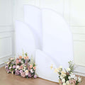 Set of 4 Matte White Spandex Half Moon Chiara Backdrop Stand Covers, Custom Fitted Wedding Arch Covers - 2.5ft,5ft,6ft,7ft - Bell Racket Store
