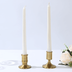 Set of 4 Metal Taper Candle Holders Vintage Gold with Sturdy Round Base - Traditional Pillar Candlestick Holders 2.5", 3" - Bell Racket Store