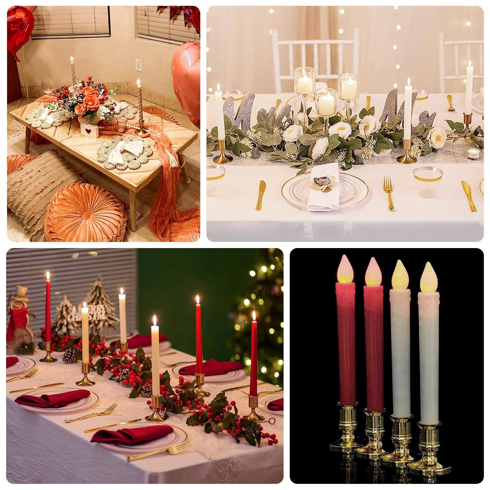 Set of 4 Metal Taper Candle Holders Vintage Gold with Sturdy Round Base - Traditional Pillar Candlestick Holders 2.5", 3" - Bell Racket Store