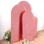 Set of 4 Metallic Rose Gold Shiny Aluminum Alloy Wedding Arch Cover For Round Top Chiara Backdrop Stand - 4ft,5ft,6ft,7ft - Bell Racket Store