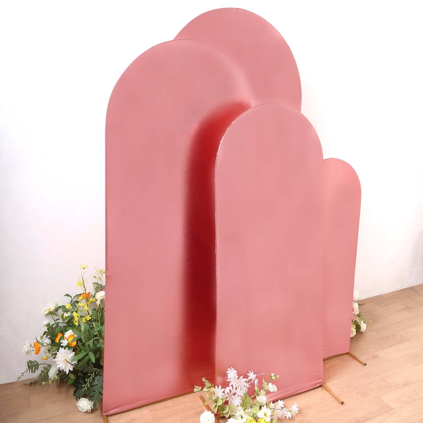 Set of 4 Metallic Rose Gold Shiny Aluminum Alloy Wedding Arch Cover For Round Top Chiara Backdrop Stand - 4ft,5ft,6ft,7ft - Bell Racket Store