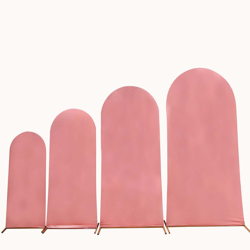 Set of 4 Metallic Rose Gold Shiny Aluminum Alloy Wedding Arch Cover For Round Top Chiara Backdrop Stand - 4ft,5ft,6ft,7ft - Bell Racket Store