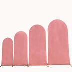 Set of 4 Metallic Rose Gold Shiny Aluminum Alloy Wedding Arch Cover For Round Top Chiara Backdrop Stand - 4ft,5ft,6ft,7ft - Bell Racket Store