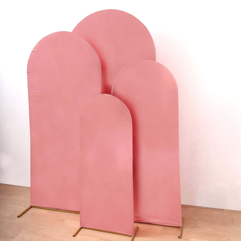 Set of 4 Metallic Rose Gold Shiny Aluminum Alloy Wedding Arch Cover For Round Top Chiara Backdrop Stand - 4ft,5ft,6ft,7ft - Bell Racket Store