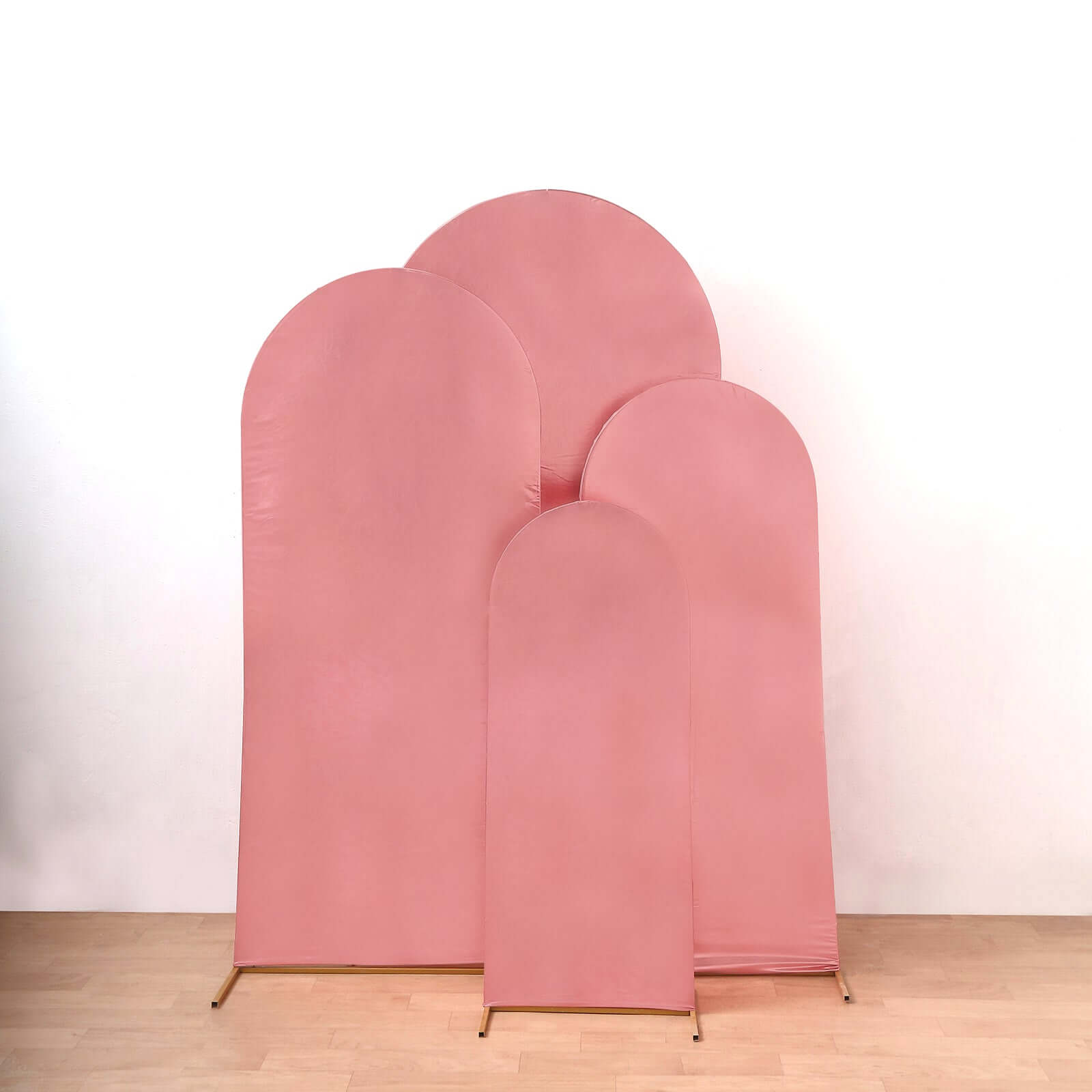 Set of 4 Metallic Rose Gold Shiny Aluminum Alloy Wedding Arch Cover For Round Top Chiara Backdrop Stand - 4ft,5ft,6ft,7ft - Bell Racket Store